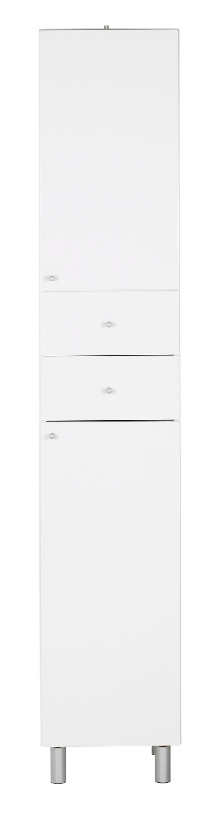 VYSOKÁ SKRINKA, biela, biela, 35/186/33 cm - biela/biela s vysokým leskom, Konventionell, kov/drevo (35/186/33cm) - Xora