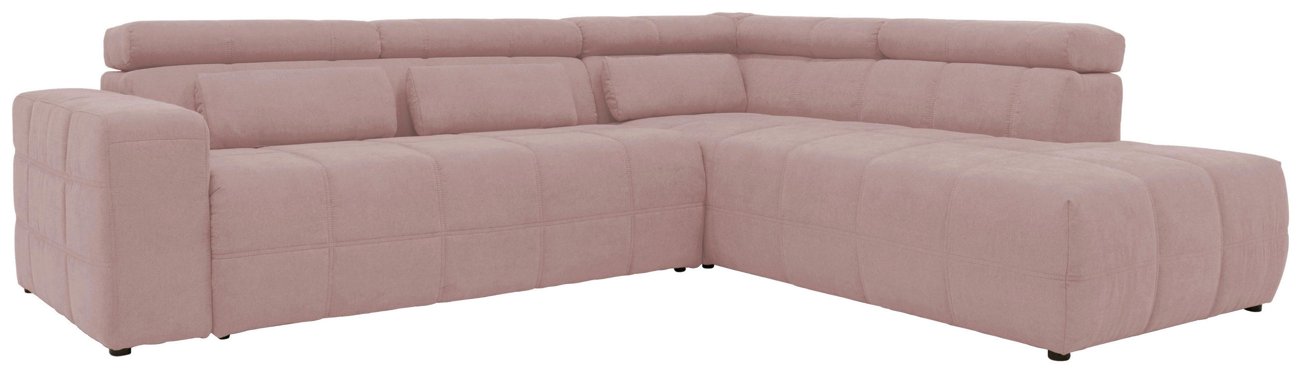 ECKSOFA Rosa Mikrofaser Kopfteilverstellung, Sitzvorzug  - Schwarz/Rosa, Design, Kunststoff/Textil (275/228cm) - MID.YOU