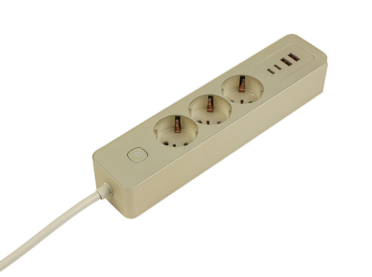 STECKDOSENLEISTE - Goldfarben, Basics, Kunststoff/Metall (24/5,5/4cm) - Mican