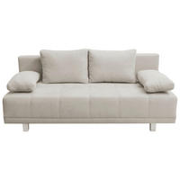 SCHLAFSOFA Samt Beige  inkl. Rückenkissen, Armlehnenkissen, Bettkasten, Schlaffunktion  - Chromfarben/Beige, Design, Kunststoff/Textil (194/77/89cm) - MID.YOU