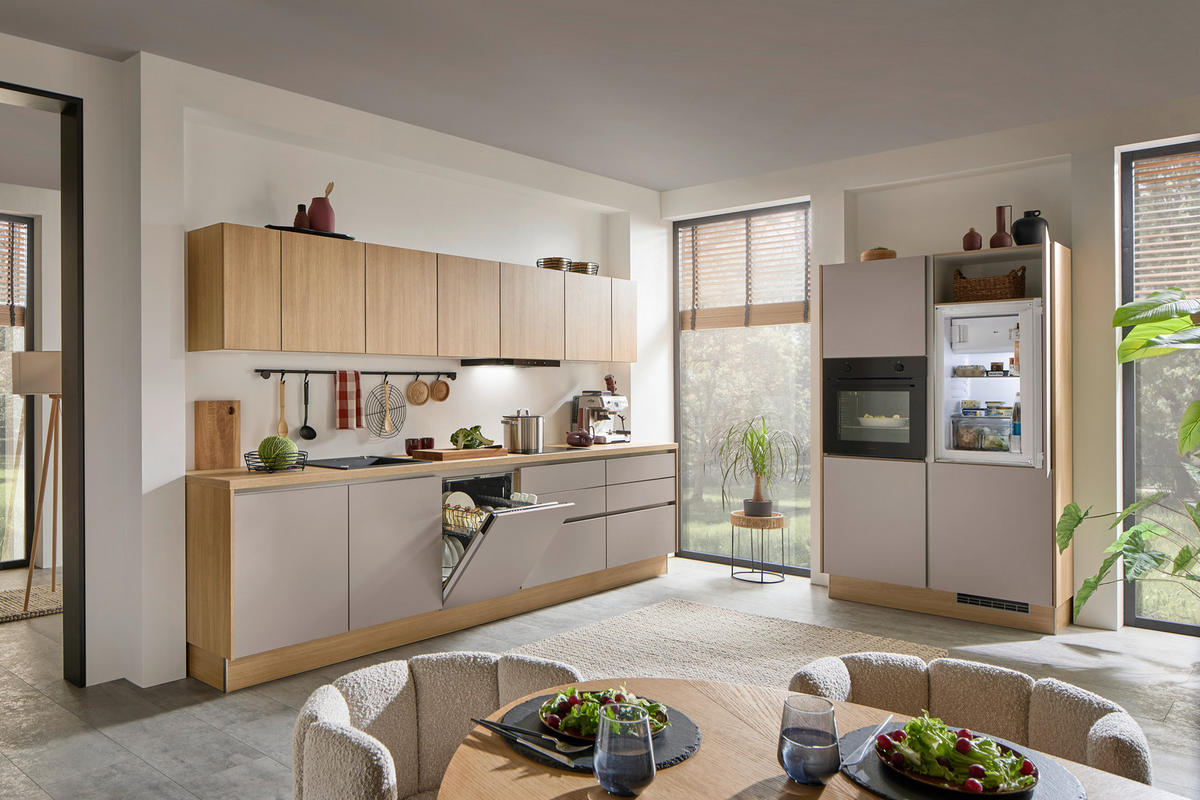KÜCHENLEERBLOCK XO 15  in Grau, Eichefarben  - Edelstahlfarben/Eichefarben, Design, Holzwerkstoff/Metall (344cm) - Xora