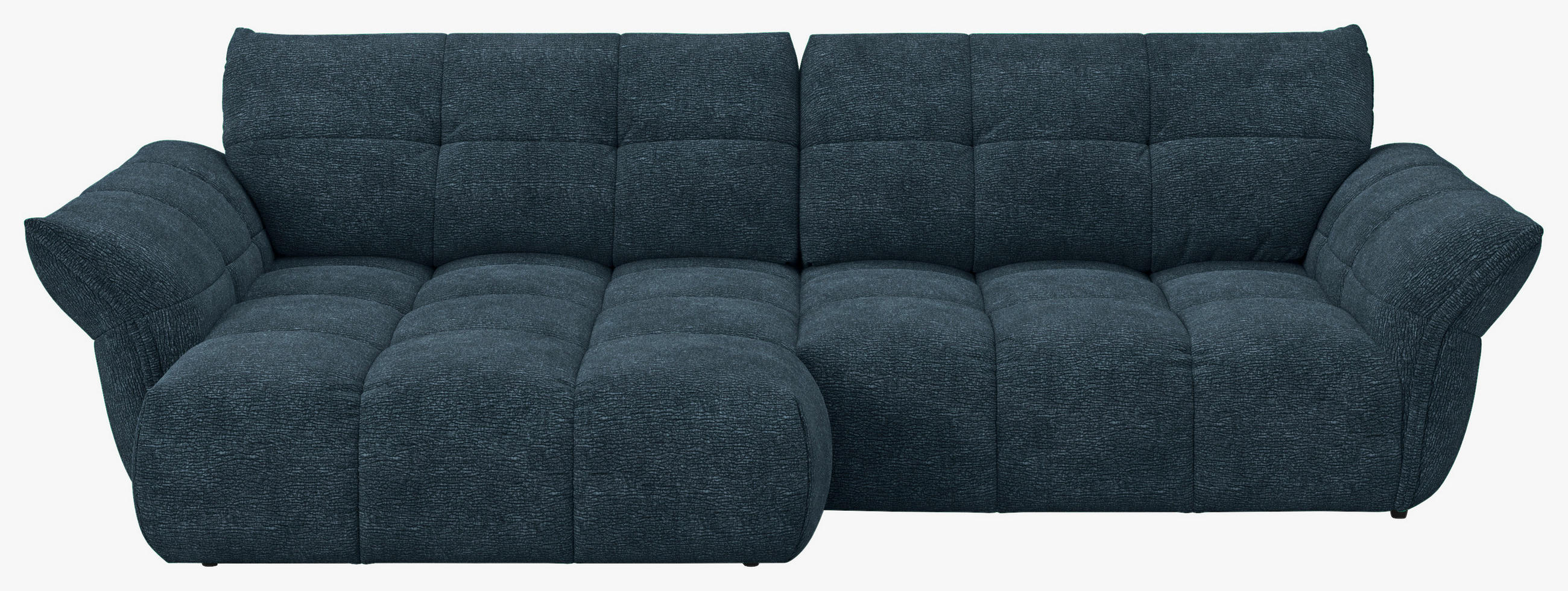 ECKSOFA Dunkelblau Chenille Rücken echt  - Schwarz/Dunkelblau, Design, Kunststoff/Textil (177/312cm) - Welnova