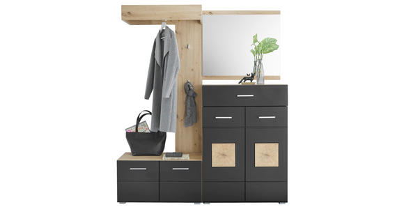 GARDEROBE 4-teilig  in  - Schwarz/Eiche Artisan, KONVENTIONELL, Holzwerkstoff (160/195cm) - Xora