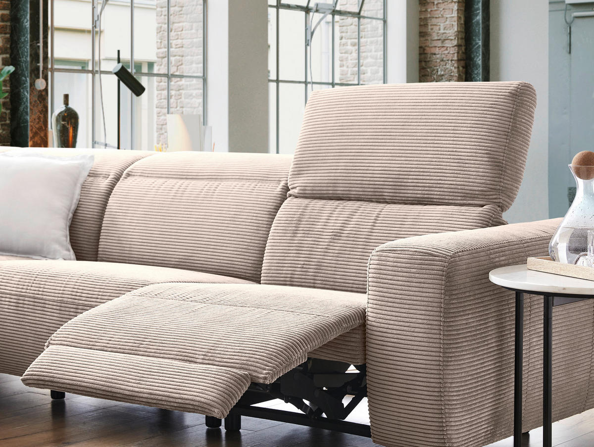 ECKSOFA in Cord Taupe  - Taupe/Schwarz, Design, Textil (223/290cm) - Pure Home Lifestyle