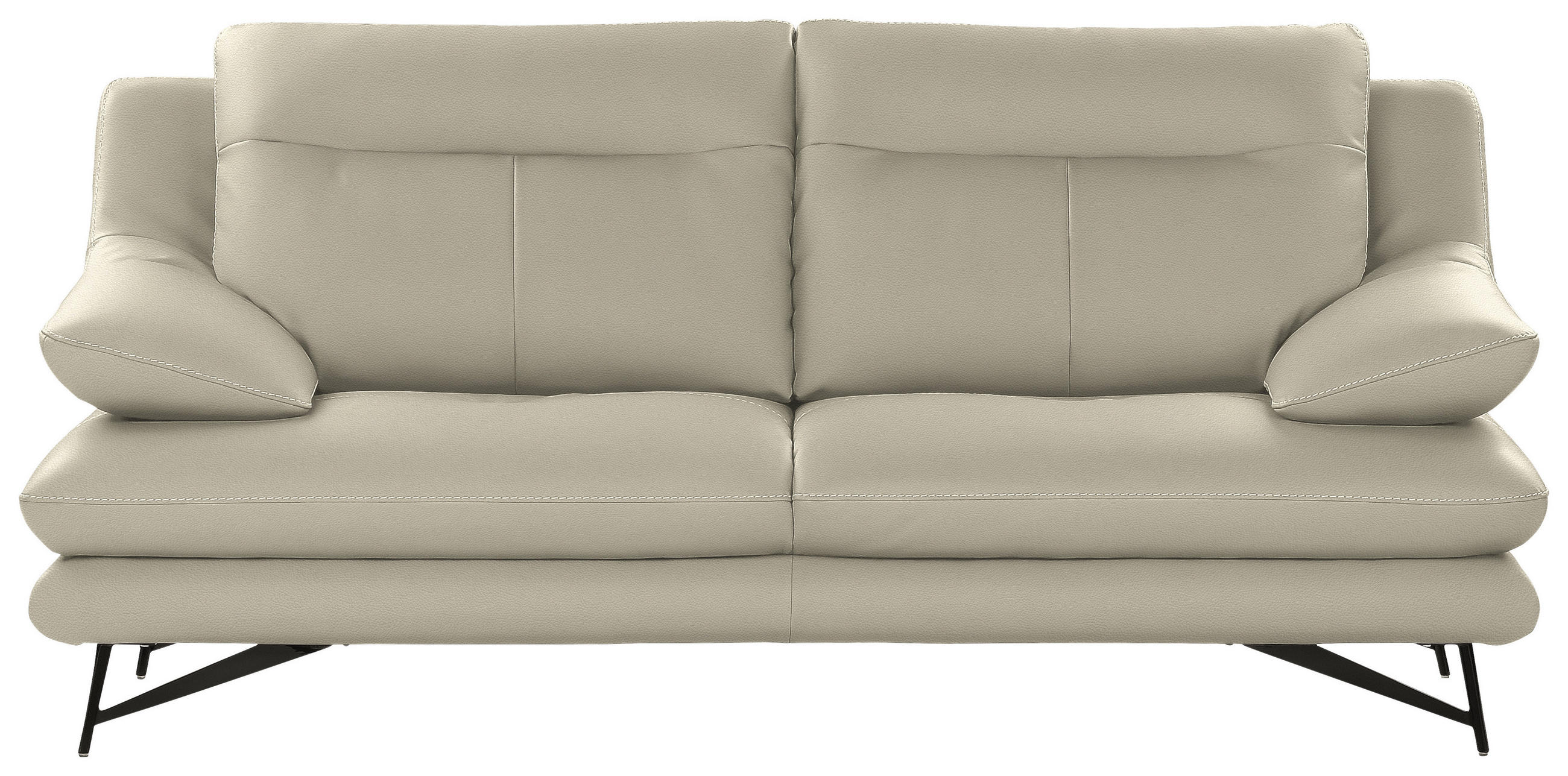 3-SITZER-SOFA in Leder Ecru  - Ecru, Design, Leder/Metall (215/90/109cm)
