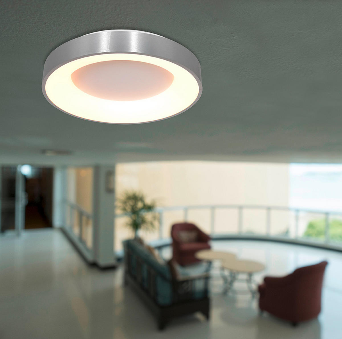 LED-DECKENLEUCHTE Ringlede 38/9 cm   - Silberfarben, KONVENTIONELL, Kunststoff/Metall (38/9cm)