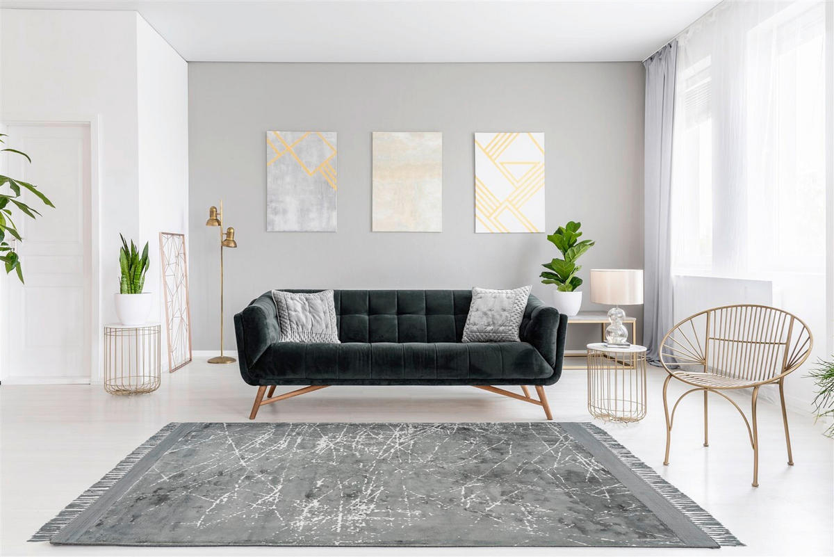 Covor Cu Țesătură Plată  - gri, Basics, textil (120/170cm) - Kayoom