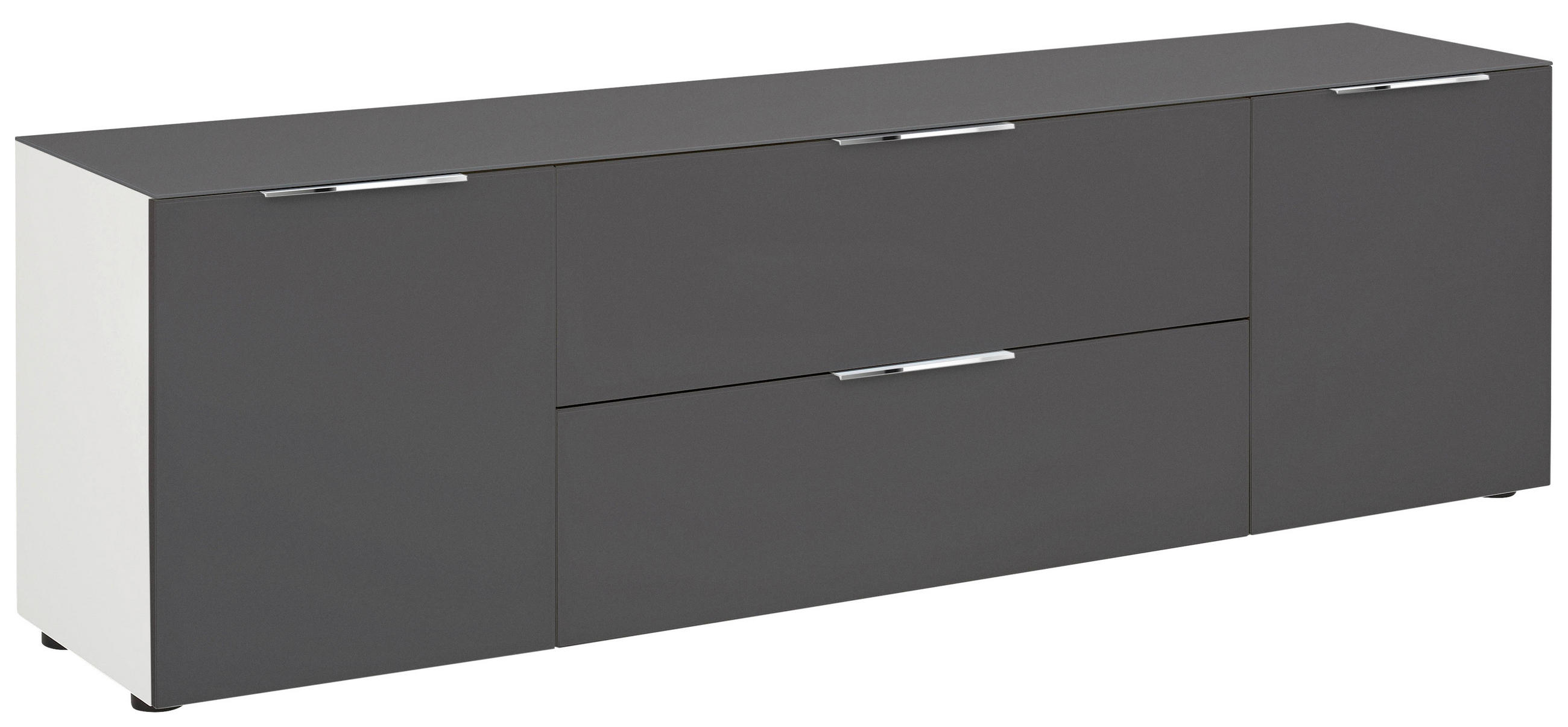 LOWBOARD Anthrazit, Weiß - Anthrazit/Schwarz, Design, Glas/Holzwerkstoff (180,4/53,9/40cm)