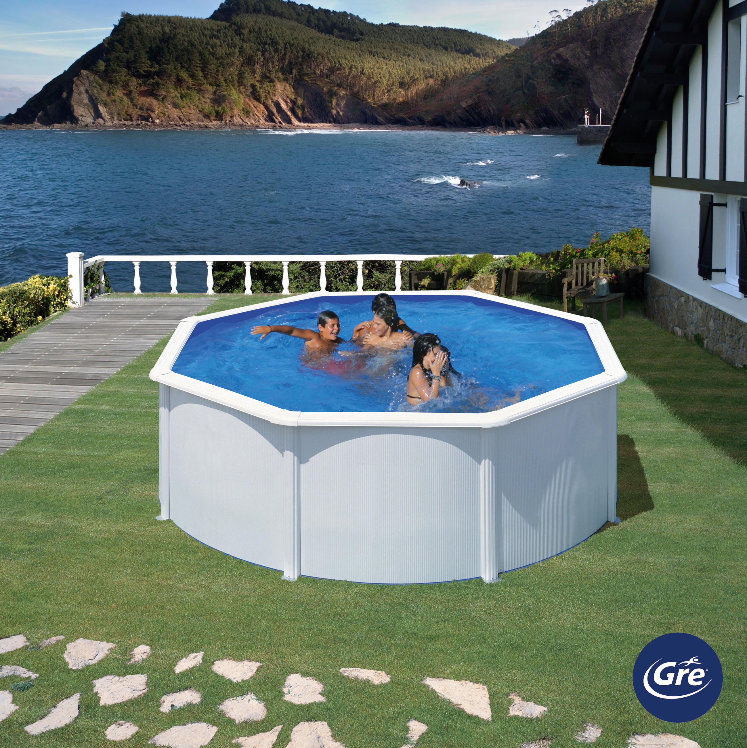 POOL GRE FIDJI KIT350ECO - Weiß, KONVENTIONELL, Metall (350/350/120cm) - Gre