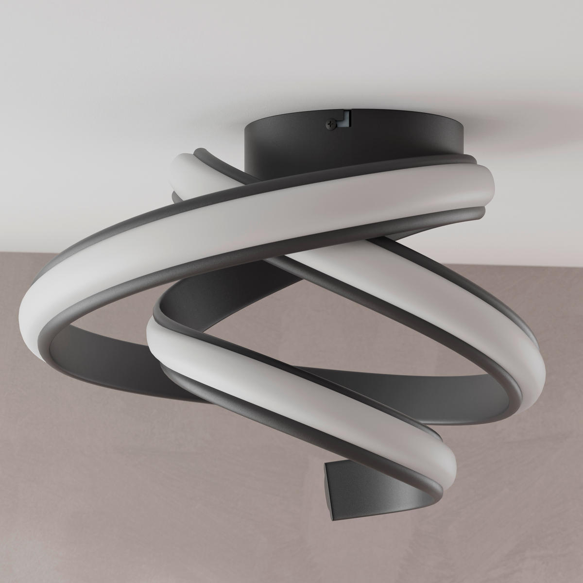 LED-DECKENLEUCHTE Turn 48/39 cm  - Schwarz, Design, Kunststoff/Metall (48/39cm) - Novel