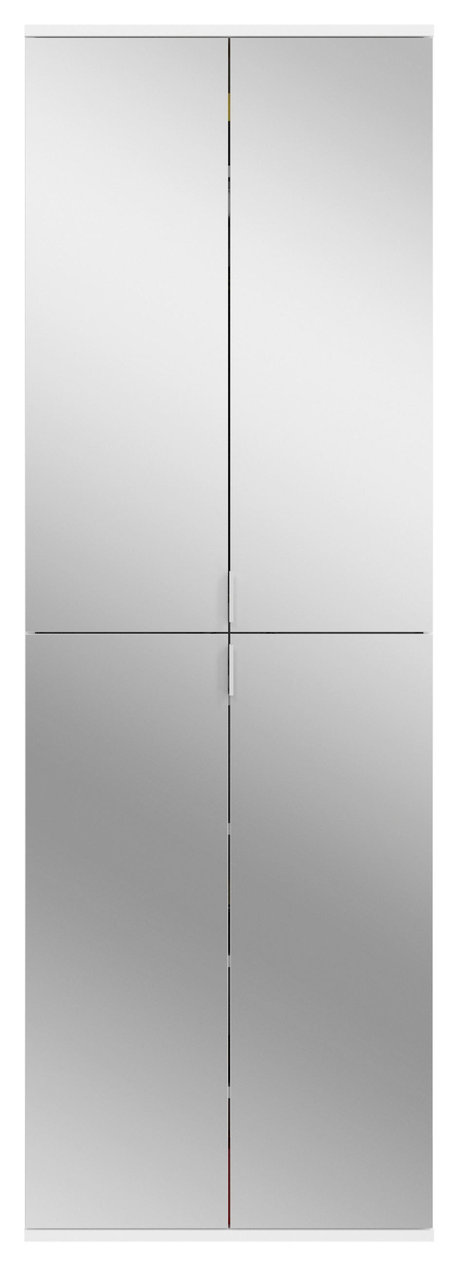 MEHRZWECKSCHRANK 65/193/37 cm  in Weiß  - Chromfarben/Schwarz, MODERN, Glas/Holzwerkstoff (65/193/37cm) - MID.YOU