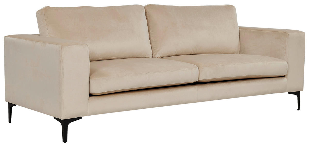 2-SITZER-SOFA in Schwarz, Beige  - Beige/Schwarz, Design, Kunststoff/Textil (215/84/88cm) - Livetastic