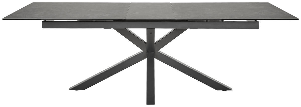 ESSTISCH in Metall, Glas, Keramik 200-240/99,6/76 cm  - Dunkelgrau/Schwarz, Design, Glas/Keramik (200-240/99,6/76cm) - home24