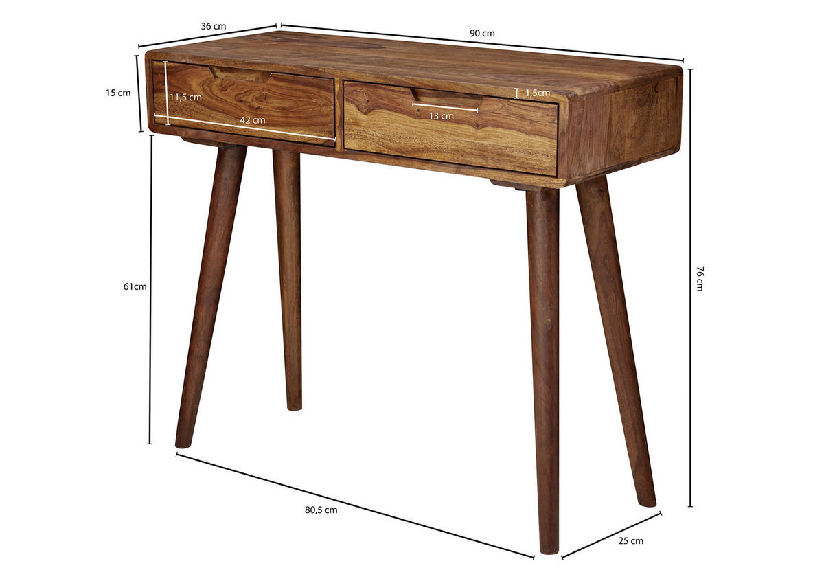 KONSOLENTISCH in Holz 90/36/76 cm    - Sheeshamfarben, MODERN, Holz (90/36/76cm) - MID.YOU