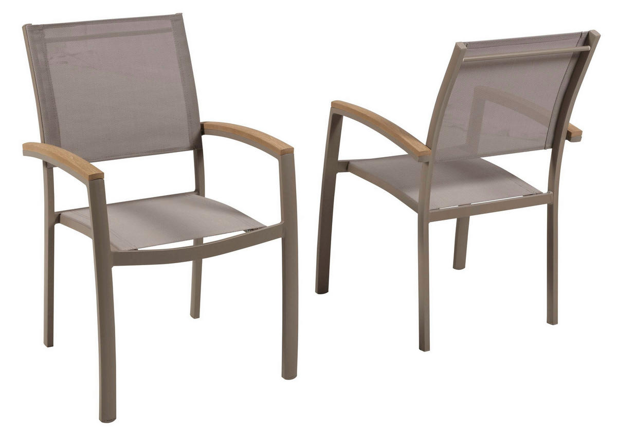 GARTENTISCHGRUPPE  - Champagner/Naturfarben, KONVENTIONELL, Kunststoff/Textil - Gardenson