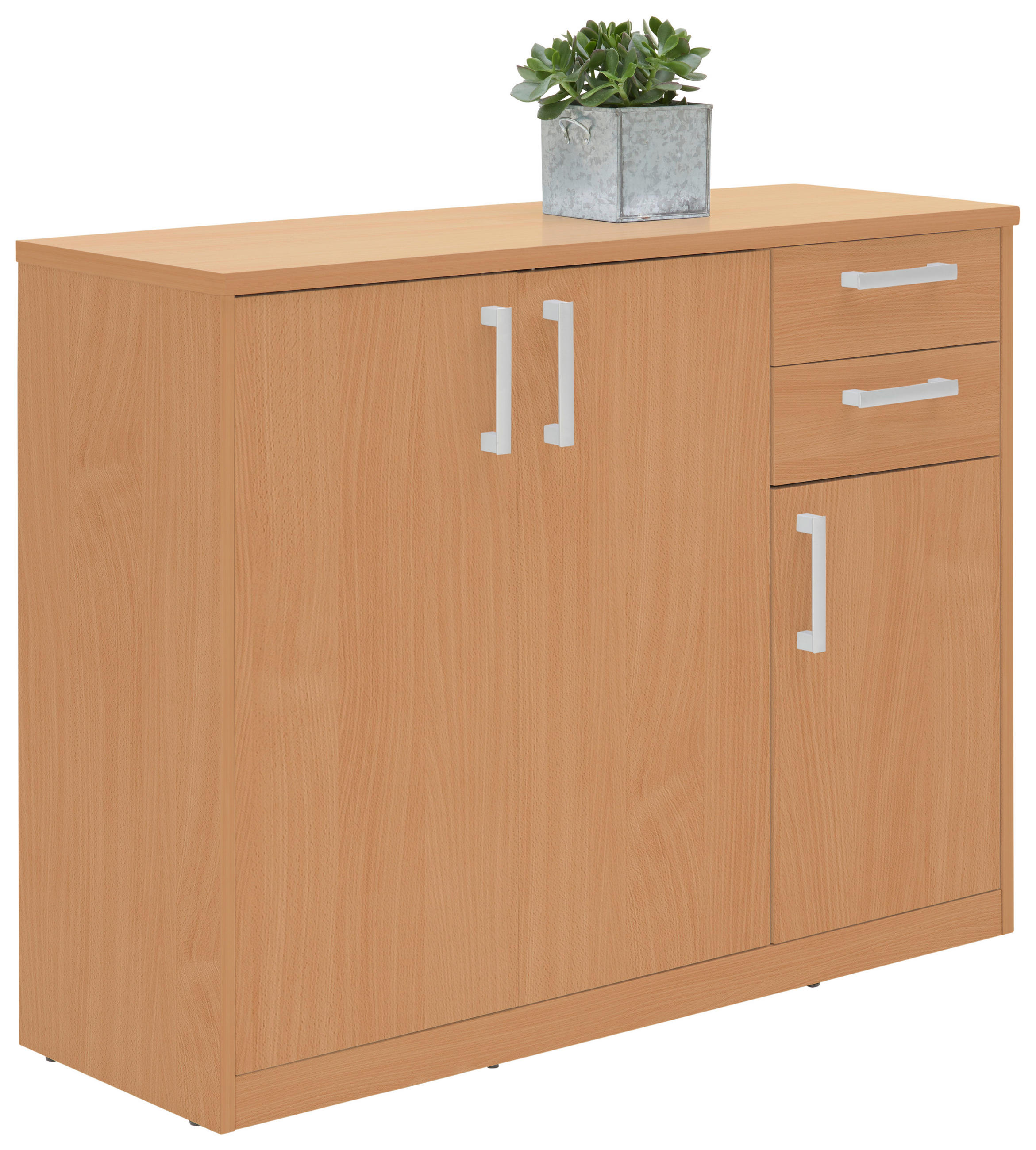 KOMMODE Buchefarben - Silberfarben/Buchefarben, Basics, Holzwerkstoff (106/84/36cm) - Xora