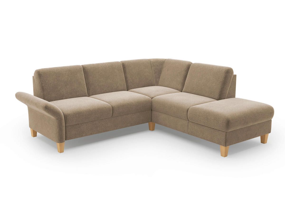 ECKSOFA ROCHELLE E Hellbraun Flachgewebe  - Hellbraun/Eichefarben, KONVENTIONELL, Holz/Textil (240/216cm) - Sit & More