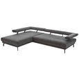ECKSOFA  in Mikrofaser Anthrazit  224/305 cm  - Anthrazit/Schwarz, Design, Textil/Metall (224/305cm) - Dieter Knoll