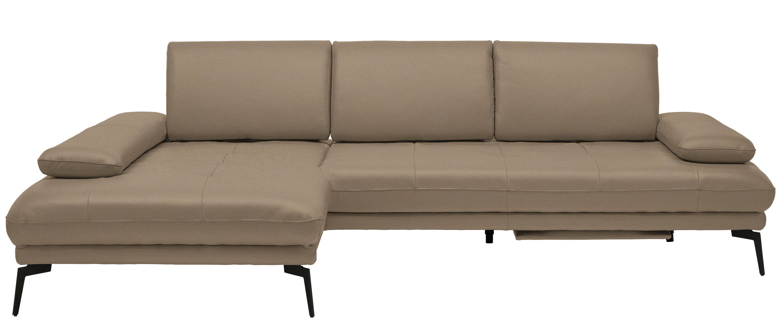 ECKSOFA in Echtleder Mokka  - Schwarz/Mokka, Design, Leder/Metall (187/273cm) - Celina Home