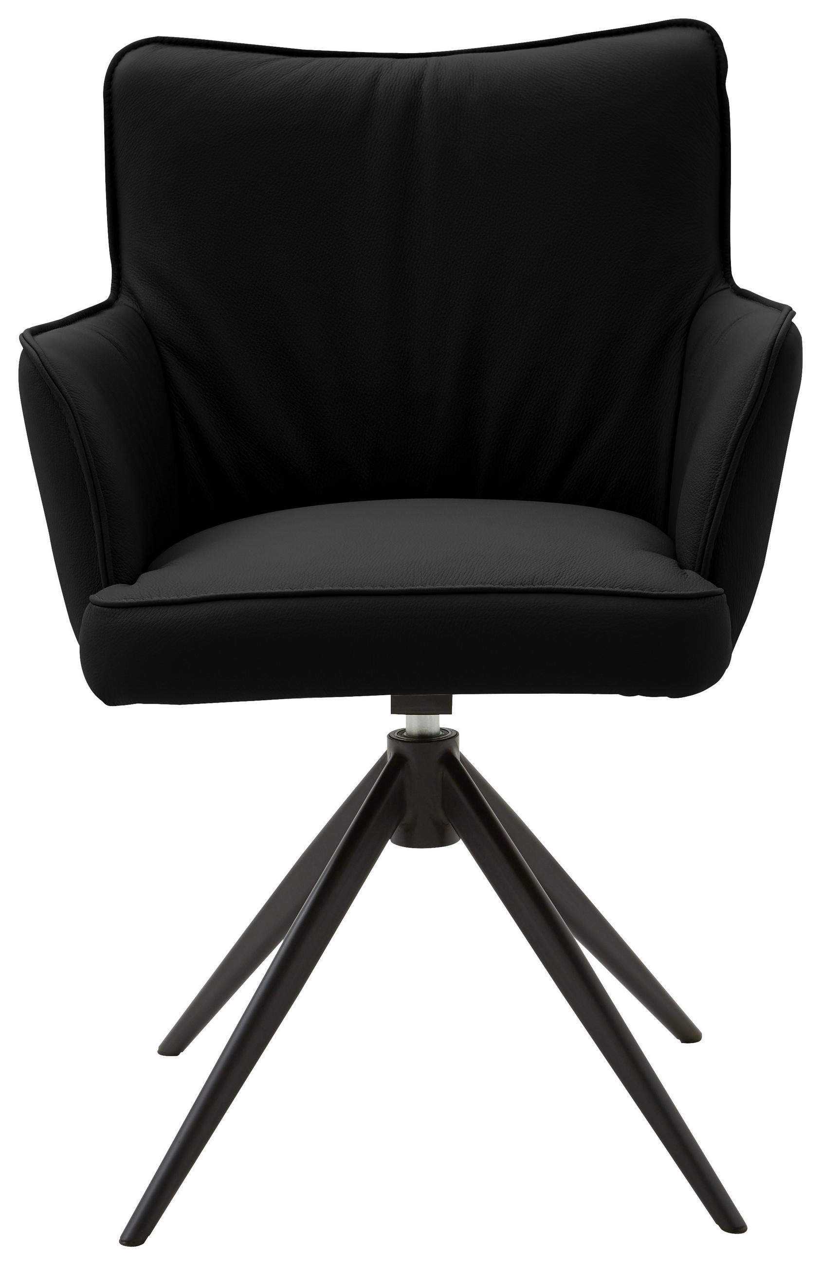ARMLEHNSTUHL  in Echtleder pigmentiert  - Schwarz, Design, Leder/Metall (63/88/65cm) - Valnatura