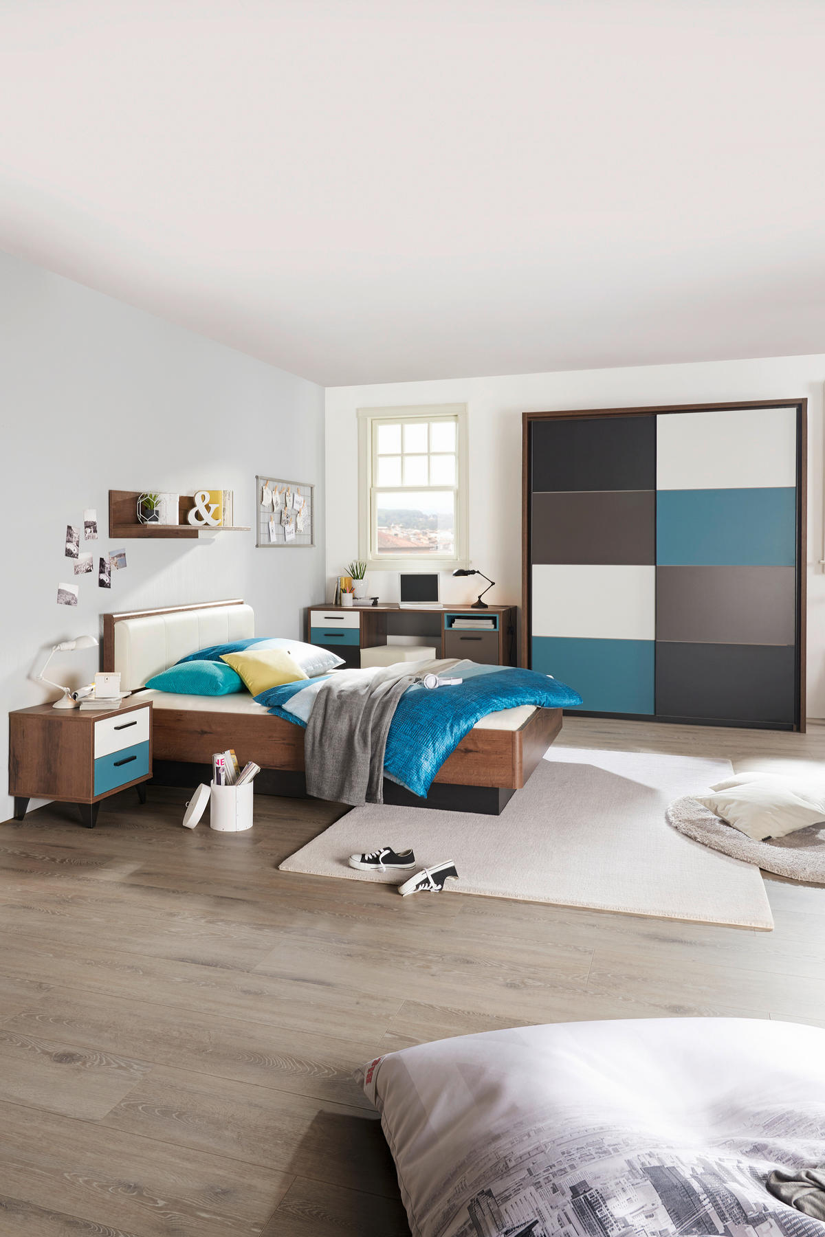 KOMODA POD TELEVIZI, šedá, zelená, černá, bílá, barvy dubu, 155/54/52 cm - šedá/bílá, Design, kompozitní dřevo/plast (155/54/52cm) - Carryhome