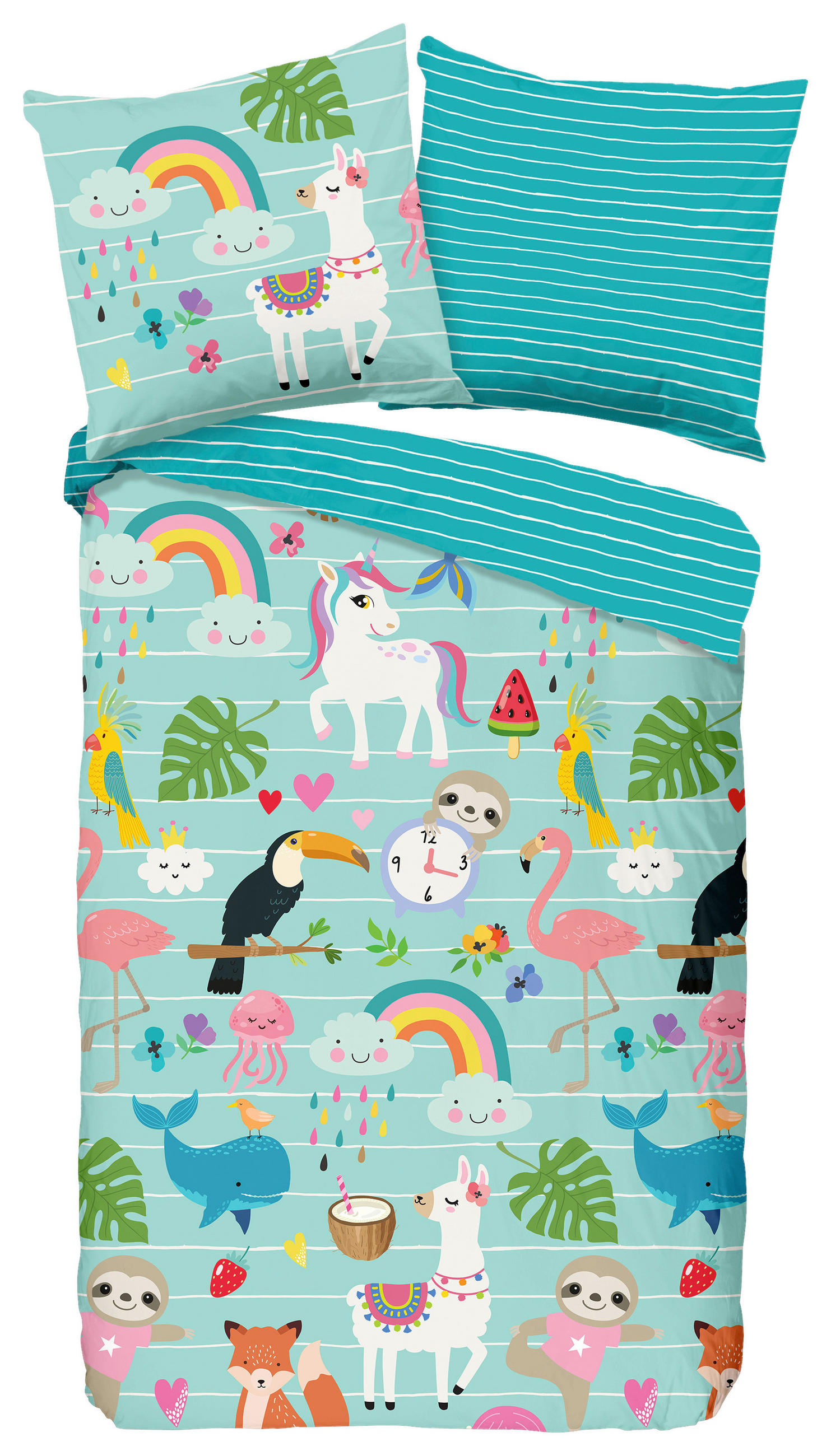 KINDERBETTWÄSCHE Festen Renforcé 135/200 cm  - Türkis/Blau, Design, Textil (135/200cm)