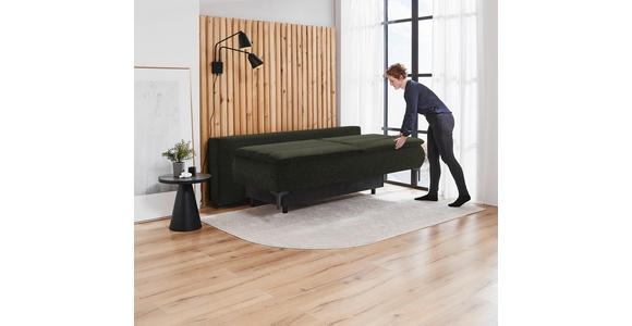 BOXSPRINGSOFA  in Flachgewebe Dunkelgrün  - Dunkelgrün, KONVENTIONELL, Textil/Metall (204/93/100cm) - Novel