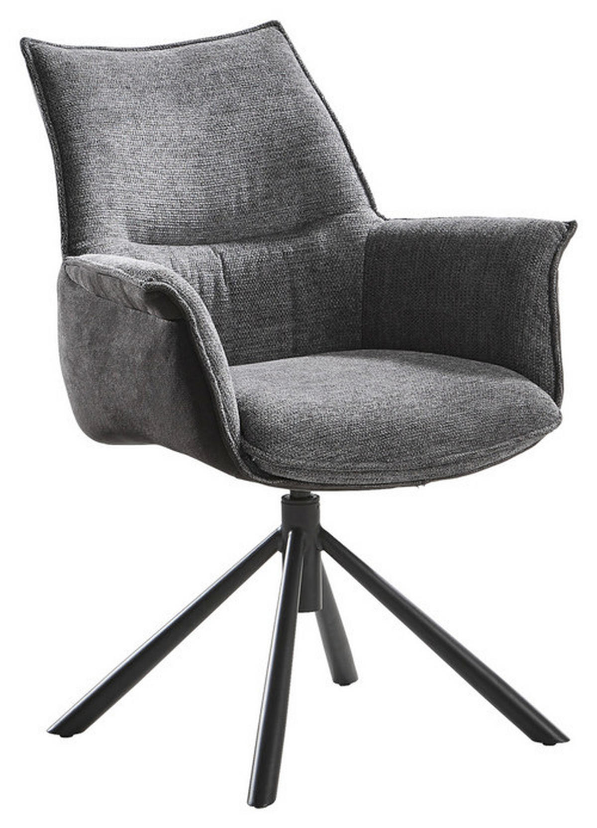 ARMLEHNSTUHL  in Stahl Chenille, Flachgewebe  - Anthrazit/Schwarz, Design, Textil/Metall (67/87/65cm) - Novel
