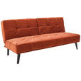 SCHLAFSOFA in Samt Dunkelorange  - Dunkelorange/Schwarz, Design, Holz/Textil (185/80/88cm) - Carryhome