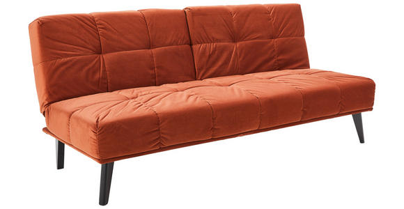 SCHLAFSOFA in Samt Dunkelorange  - Dunkelorange/Schwarz, Design, Holz/Textil (185/80/88cm) - Carryhome