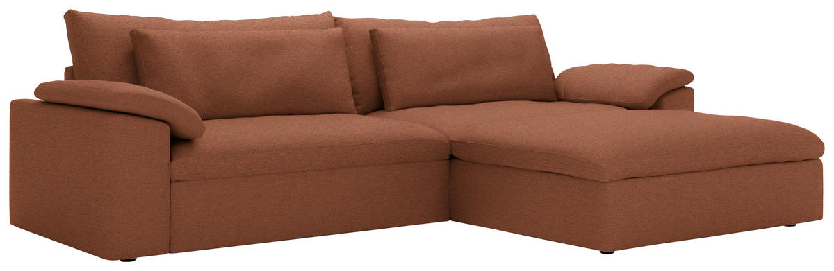 ECKSOFA Flachgewebe Beigebraun  - Beigebraun/Schwarz, Modern, Kunststoff/Textil (306/198cm) - Carryhome