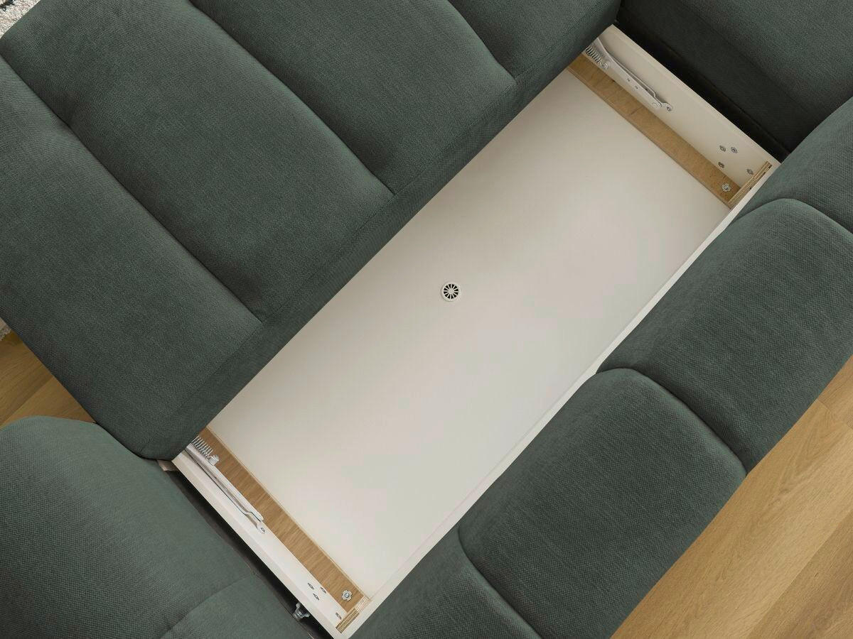 ECKSCHLAFSOFA FUJI Leinenoptik Grün  inkl.  - Schwarz/Grün, MODERN, Kunststoff/Textil (160/292cm)