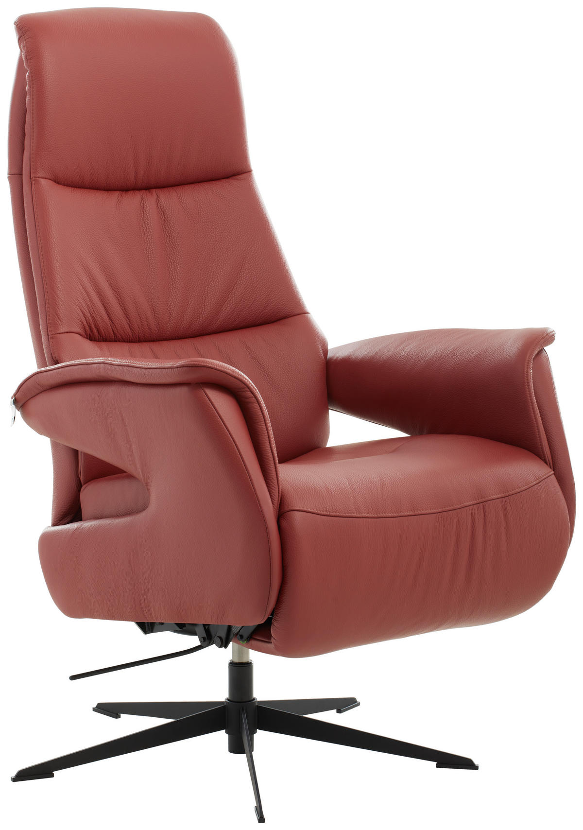 RELAXSESSEL Echtleder Rücken echt    - Rot/Schwarz, Design, Leder/Metall (74/108/86cm) - Welnova
