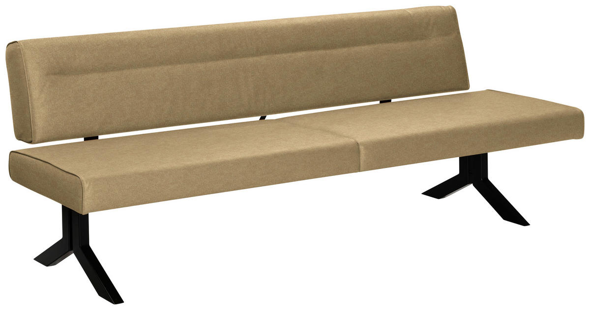 SITZBANK in Metall, Textil Olivgrün  - Schwarz/Olivgrün, Konventionell, Textil/Metall (220/87/70-86cm) - Moderano