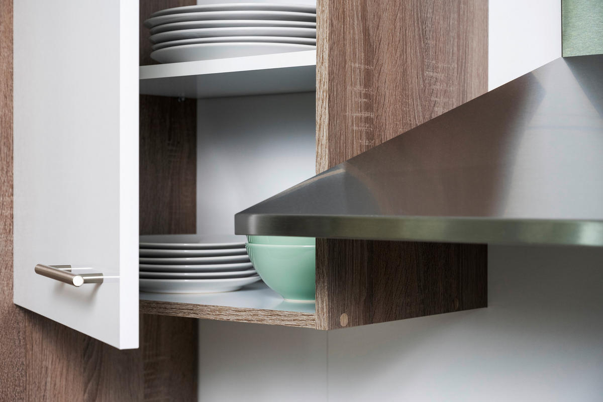 KÜCHENBLOCK 330 cm   in Weiss, Eichefarben  - Weiss/Eichefarben, Modern, Holzwerkstoff (330cm) - Respekta
