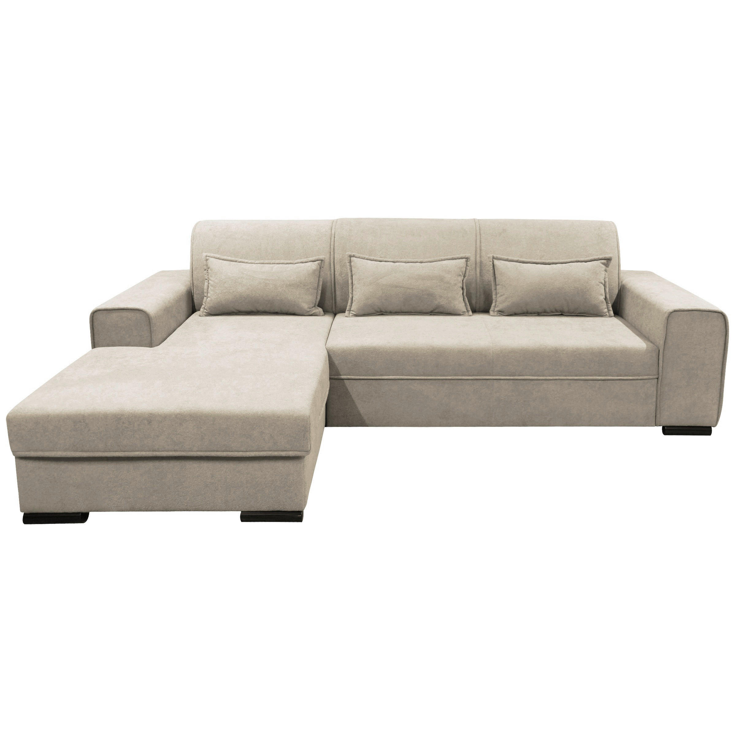 ECKSOFA in Struktur, Bouclé Beige  - Beige/Schwarz, Design, Kunststoff/Textil (175/270cm) - MID.YOU