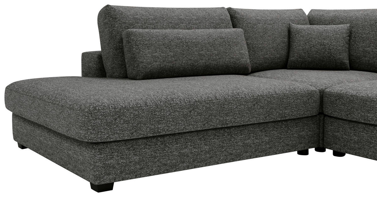 ECKSOFA Grau Plüsch, Bouclé  - Schwarz/Grau, Design, Kunststoff/Textil (244/332cm) - Livetastic