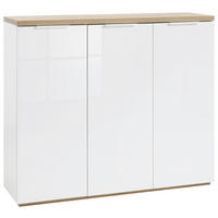 SCHUHSCHRANK Weiß, Eichefarben  - Eichefarben/Weiß, MODERN, Holzwerkstoff/Metall (120/102/35cm) - Carryhome