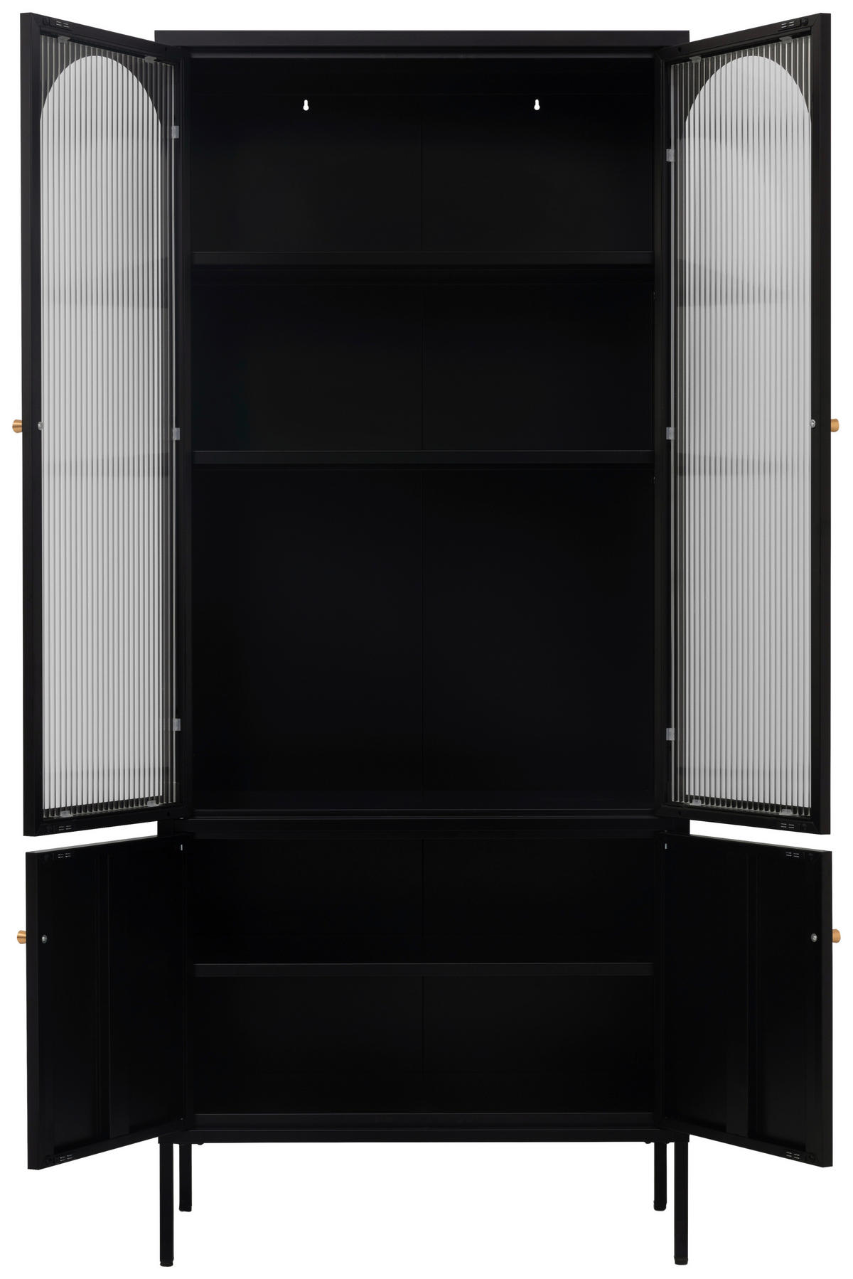 VITRINE  in Schwarz, Transparent  - Transparent/Goldfarben, Design, Glas/Metall (80/185/40cm) - MID.YOU