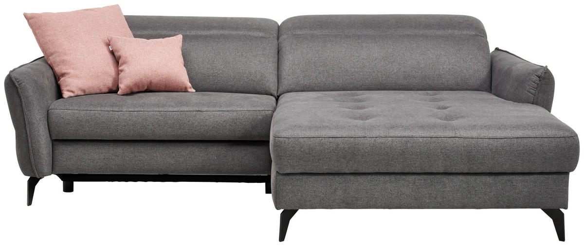 ECKSOFA Flachgewebe Anthrazit  - Anthrazit/Schwarz, Design, Textil/Metall (246/175cm) - Celina