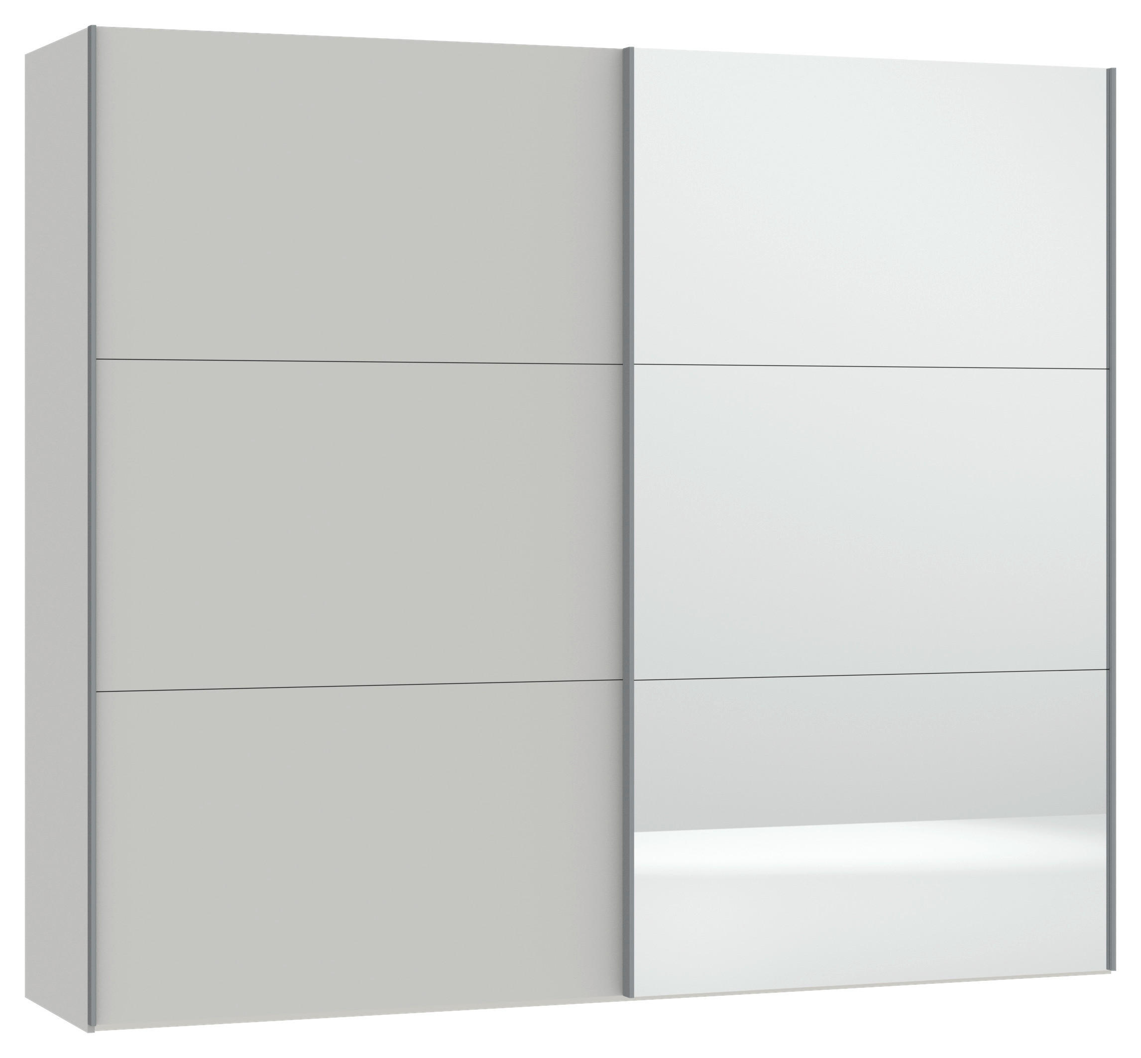 SCHWEBETÜRENSCHRANK in Hellgrau  - Silberfarben/Hellgrau, Design, Glas/Holzwerkstoff (253/220/65cm) - Jutzler