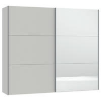 SCHWEBETÜRENSCHRANK in Hellgrau  - Silberfarben/Hellgrau, Design, Glas/Holzwerkstoff (253/220/65cm) - Jutzler
