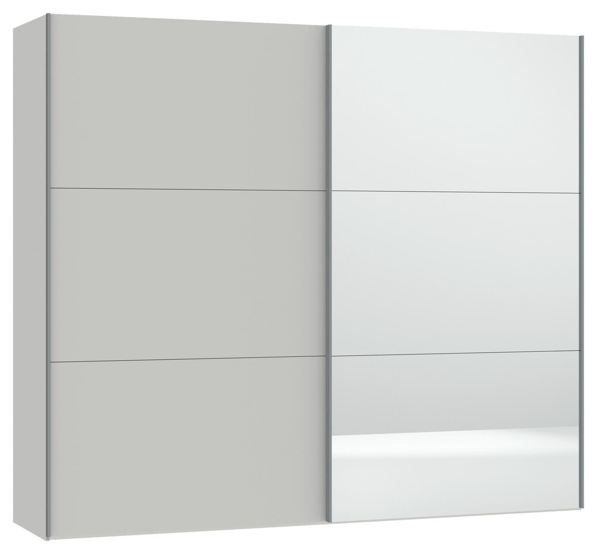 SCHWEBETÜRENSCHRANK in Hellgrau  - Silberfarben/Hellgrau, Design, Glas/Holzwerkstoff (253/220/65cm) - Jutzler