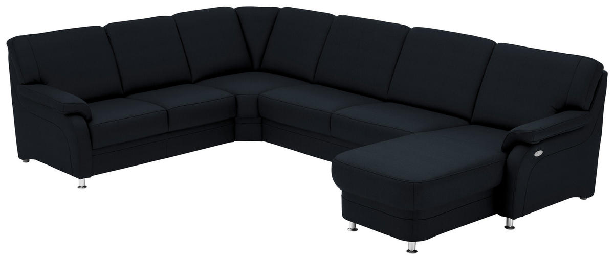 WOHNLANDSCHAFT Echtleder Dunkelblau  - Alufarben/Dunkelblau, Konventionell, Leder/Metall (239/329/165cm) - Beldomo Premium