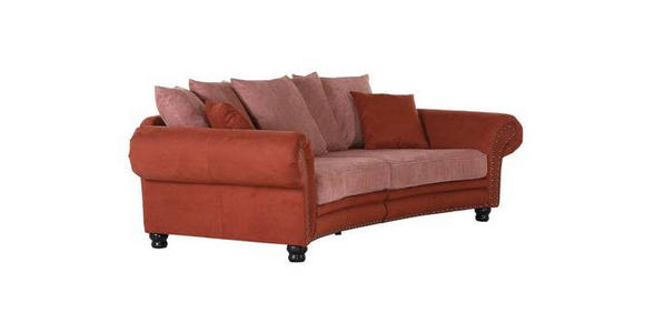 MEGASOFA Flachgewebe Orange - Schwarz/Orange, ROMANTIK / LANDHAUS, Holz/Textil (276/81/140cm) - Landscape