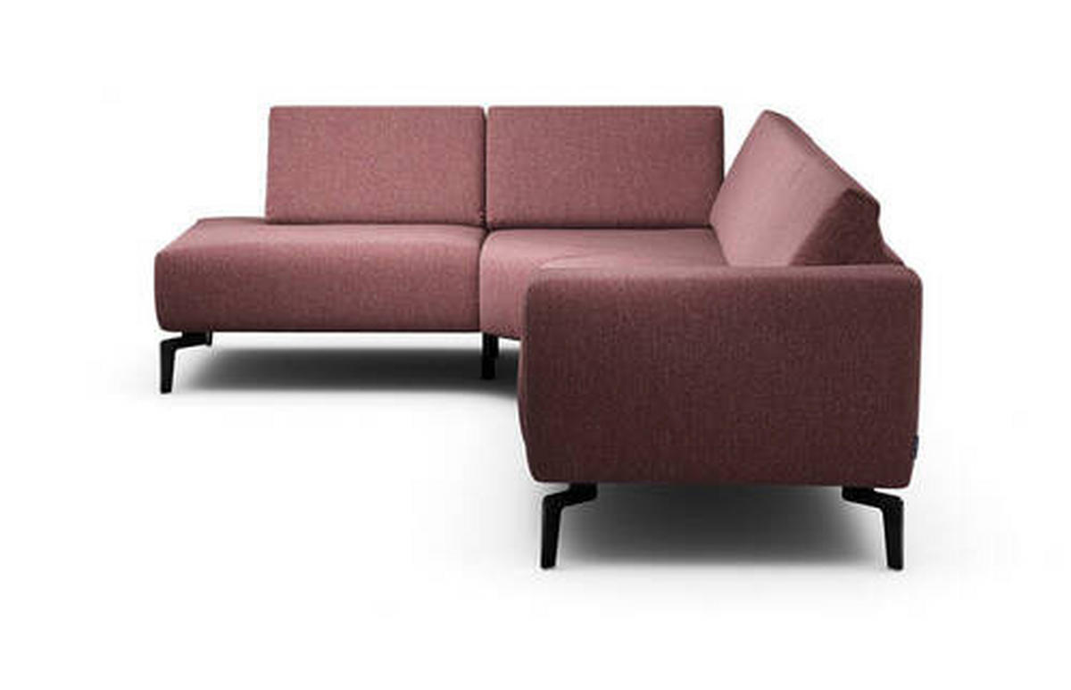 ECKSOFA in Chenille Rot  193/256 cm  - Rot/Schwarz, Design, Textil/Metall (193/256cm) - SENSOO