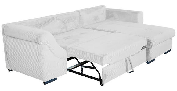ECKSOFA Perlmutt Cord Zierkissen, Rückenkissen, Bettkasten, Schlaffunktion, Rücken echt, Liegefläche im Originalstoff  - Perlmutt/Schwarz, KONVENTIONELL, Textil/Metall (258/168cm) - Carryhome