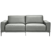 2,5-SITZER in Echtleder Hellgrau  - Hellgrau/Schwarz, Design, Leder/Metall (200/102/92cm) - Johann Jakob
