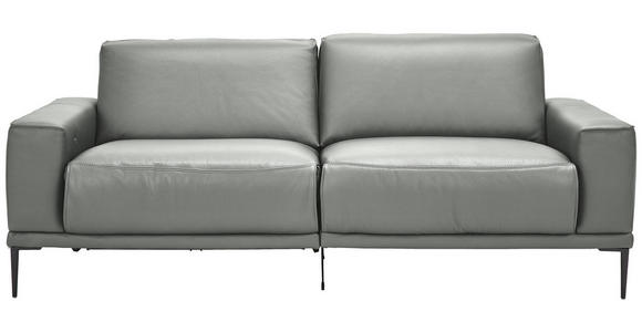 2,5-SITZER  in Echtleder Hellgrau   - Hellgrau/Schwarz, Design, Leder/Metall (200/102/92cm) - Johann Jakob