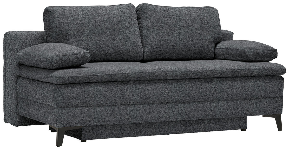 BOXSPRINGSOFA Webstoff Dunkelgrau  - Dunkelgrau/Schwarz, Design, Textil/Metall (200/100/108cm) - Novel